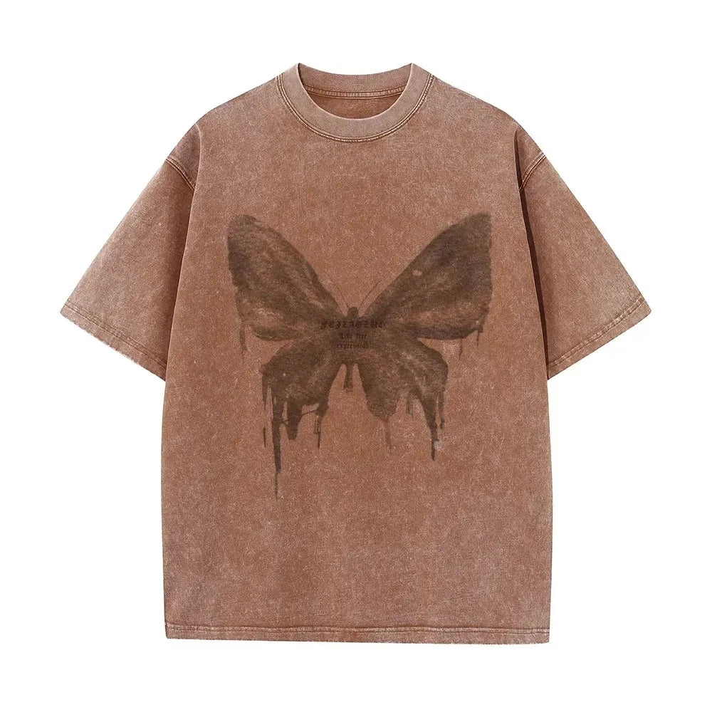 Butterfly Print - Vintage Washed T-Shirts